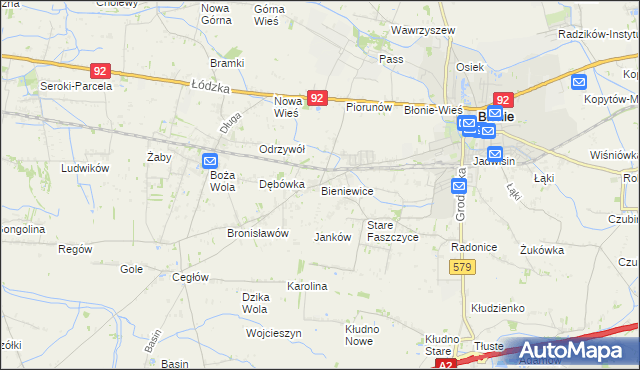 mapa Bieniewice, Bieniewice na mapie Targeo