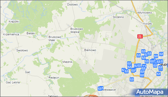 mapa Bierkowo, Bierkowo na mapie Targeo