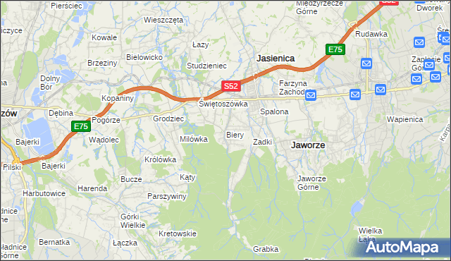 mapa Biery, Biery na mapie Targeo