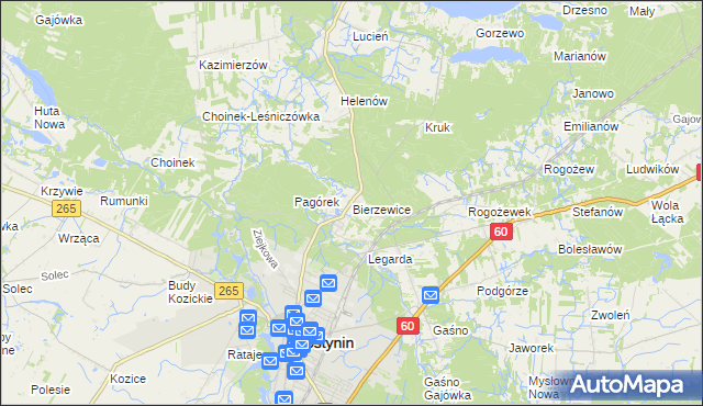 mapa Bierzewice, Bierzewice na mapie Targeo