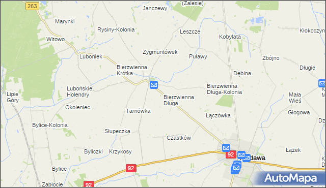 mapa Bierzwienna Długa, Bierzwienna Długa na mapie Targeo