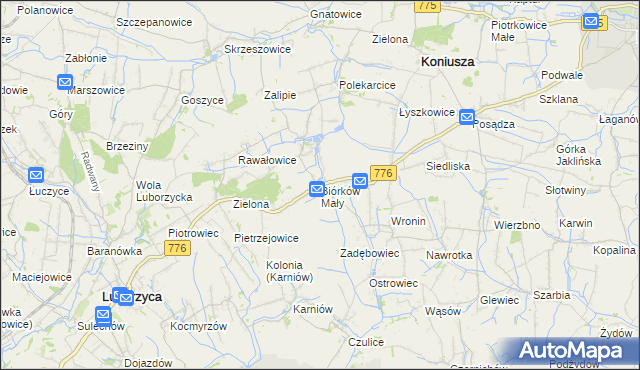 mapa Biórków Mały, Biórków Mały na mapie Targeo