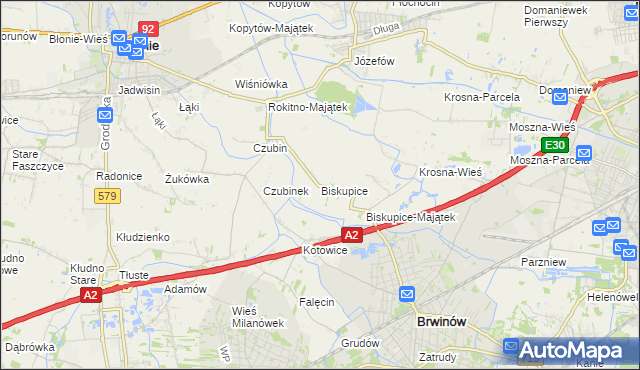 mapa Biskupice gmina Brwinów, Biskupice gmina Brwinów na mapie Targeo