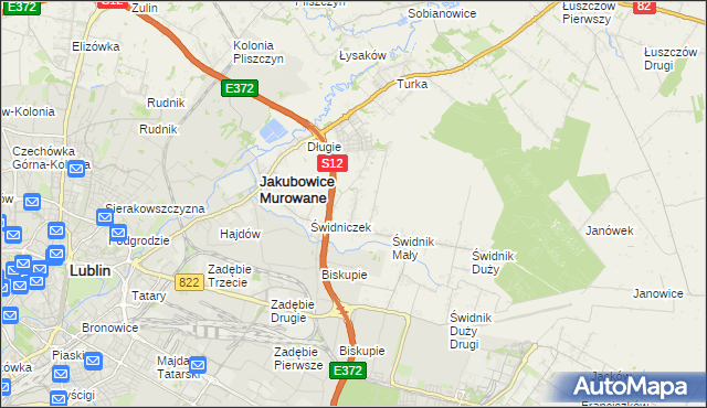mapa Biskupie-Kolonia gmina Wólka, Biskupie-Kolonia gmina Wólka na mapie Targeo