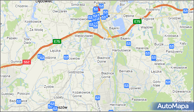 mapa Bładnice Dolne, Bładnice Dolne na mapie Targeo