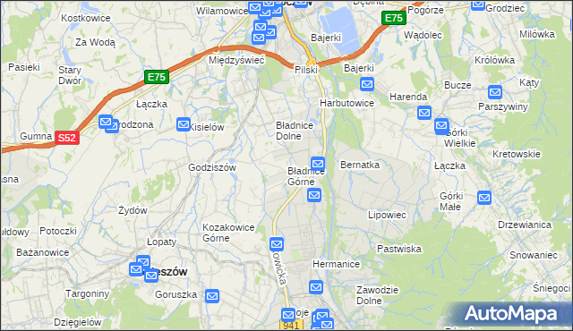 mapa Bładnice Górne, Bładnice Górne na mapie Targeo