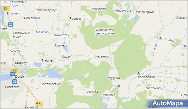 mapa Błażejewo gmina Dolsk, Błażejewo gmina Dolsk na mapie Targeo