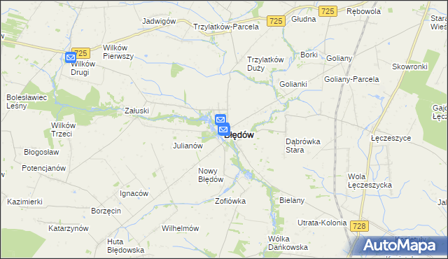 mapa Błędów powiat grójecki, Błędów powiat grójecki na mapie Targeo