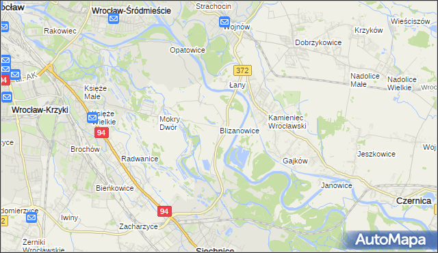 mapa Blizanowice, Blizanowice na mapie Targeo