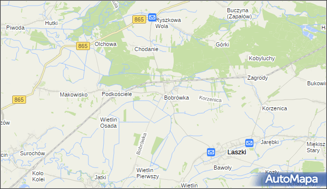 mapa Bobrówka gmina Laszki, Bobrówka gmina Laszki na mapie Targeo