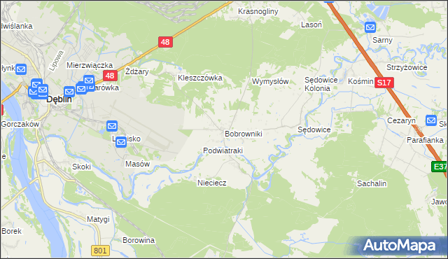 mapa Bobrowniki gmina Ryki, Bobrowniki gmina Ryki na mapie Targeo