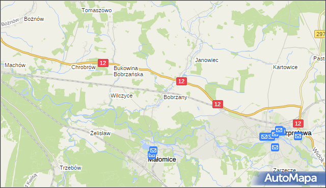 mapa Bobrzany, Bobrzany na mapie Targeo