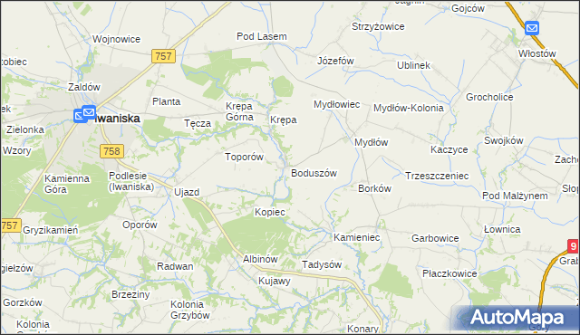 mapa Boduszów, Boduszów na mapie Targeo