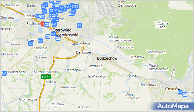 mapa Bodzechów, Bodzechów na mapie Targeo