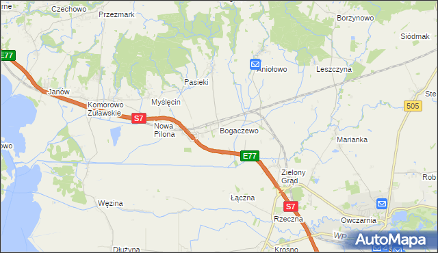 mapa Bogaczewo gmina Elbląg, Bogaczewo gmina Elbląg na mapie Targeo