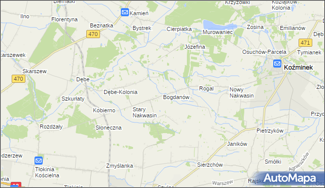 mapa Bogdanów gmina Koźminek, Bogdanów gmina Koźminek na mapie Targeo