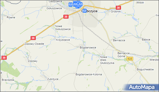 mapa Bogdanowice, Bogdanowice na mapie Targeo