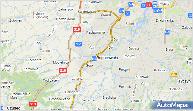 mapa Boguchwała powiat rzeszowski, Boguchwała powiat rzeszowski na mapie Targeo
