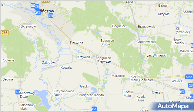 mapa Bogucice Pierwsze, Bogucice Pierwsze na mapie Targeo