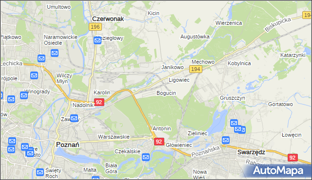 mapa Bogucin gmina Swarzędz, Bogucin gmina Swarzędz na mapie Targeo
