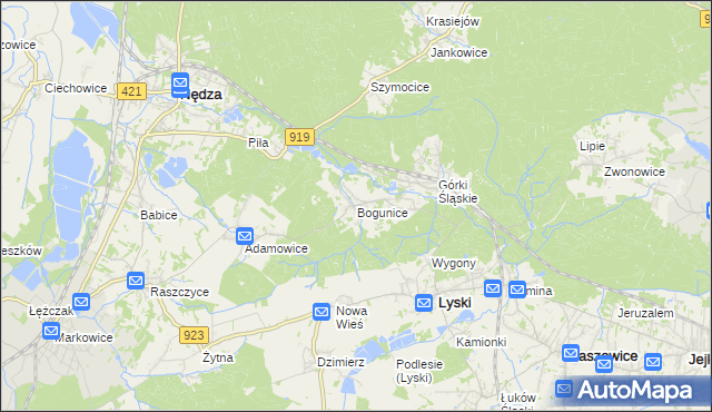 mapa Bogunice, Bogunice na mapie Targeo