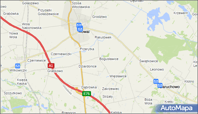 mapa Bogusławice gmina Kowal, Bogusławice gmina Kowal na mapie Targeo