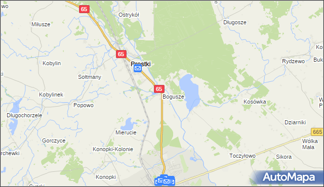 mapa Bogusze gmina Prostki, Bogusze gmina Prostki na mapie Targeo