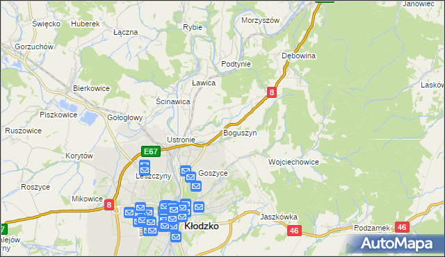 mapa Boguszyn gmina Kłodzko, Boguszyn gmina Kłodzko na mapie Targeo
