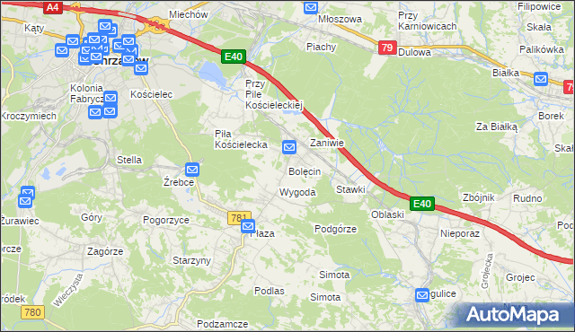 mapa Bolęcin gmina Trzebinia, Bolęcin gmina Trzebinia na mapie Targeo
