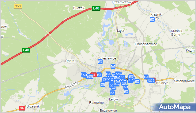 mapa Bolesławice gmina Bolesławiec, Bolesławice gmina Bolesławiec na mapie Targeo