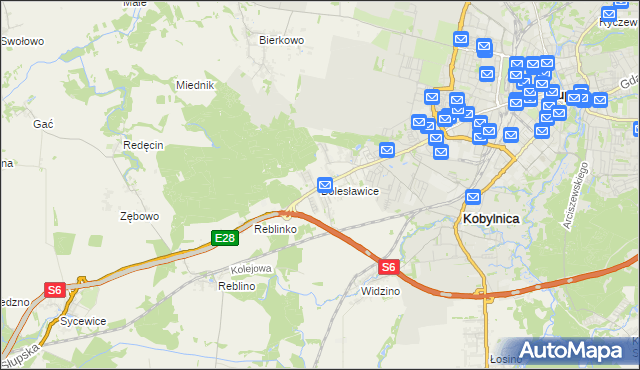mapa Bolesławice gmina Kobylnica, Bolesławice gmina Kobylnica na mapie Targeo