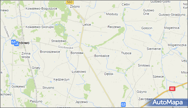 mapa Bombalice, Bombalice na mapie Targeo