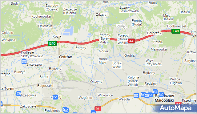 mapa Borek Mały, Borek Mały na mapie Targeo
