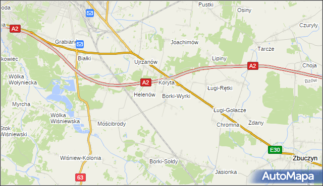 mapa Borki-Wyrki, Borki-Wyrki na mapie Targeo