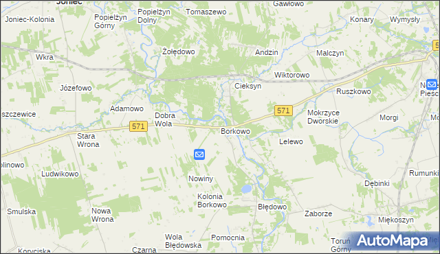 mapa Borkowo gmina Nasielsk, Borkowo gmina Nasielsk na mapie Targeo