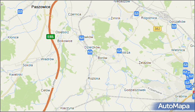 mapa Borów gmina Dobromierz, Borów gmina Dobromierz na mapie Targeo