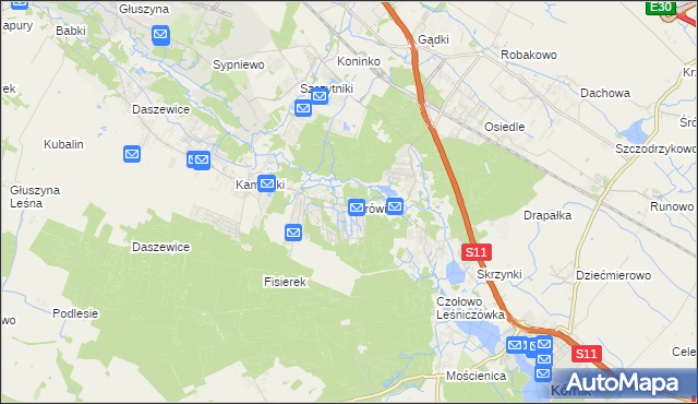 mapa Borówiec gmina Kórnik, Borówiec gmina Kórnik na mapie Targeo