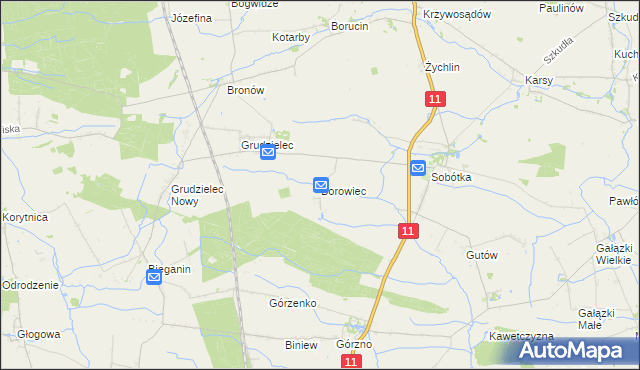 mapa Borowiec gmina Ostrów Wielkopolski, Borowiec gmina Ostrów Wielkopolski na mapie Targeo