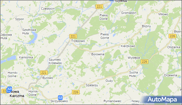 mapa Borowina gmina Przywidz, Borowina gmina Przywidz na mapie Targeo
