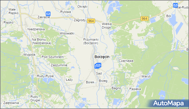 mapa Borzęcin powiat brzeski, Borzęcin powiat brzeski na mapie Targeo