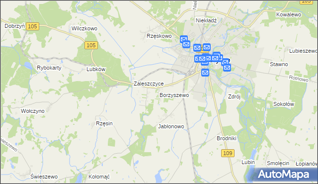 mapa Borzyszewo gmina Gryfice, Borzyszewo gmina Gryfice na mapie Targeo