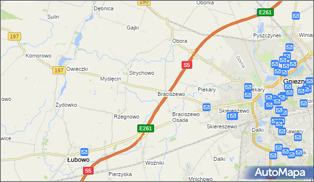 mapa Braciszewo, Braciszewo na mapie Targeo