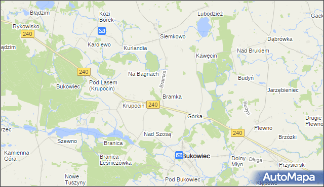 mapa Bramka gmina Bukowiec, Bramka gmina Bukowiec na mapie Targeo