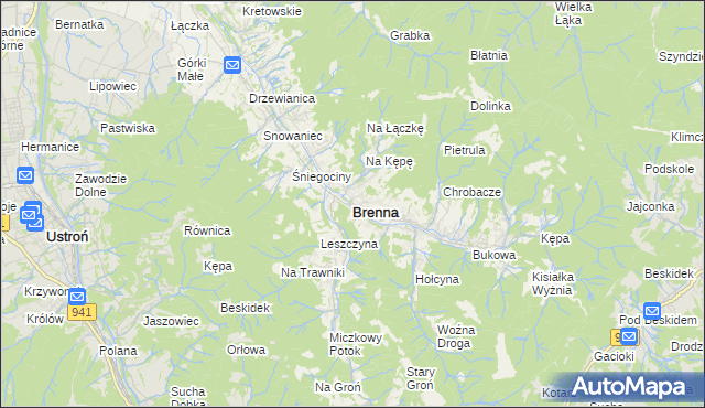 mapa Brenna, Brenna na mapie Targeo