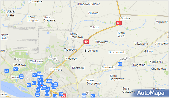 mapa Brochocin gmina Radzanowo, Brochocin gmina Radzanowo na mapie Targeo