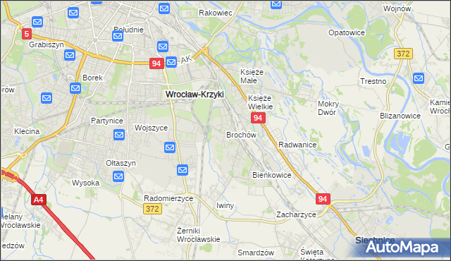mapa Brochów gmina Wrocław, Brochów gmina Wrocław na mapie Targeo