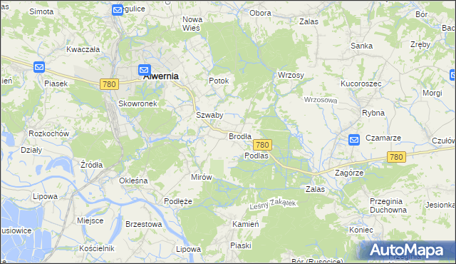 mapa Brodła, Brodła na mapie Targeo