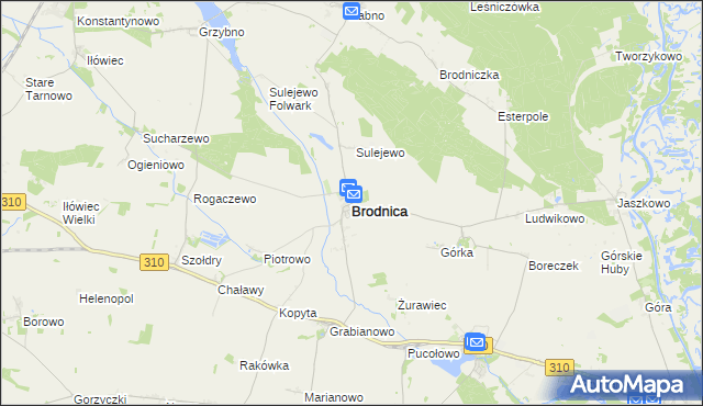 mapa Brodnica powiat śremski, Brodnica powiat śremski na mapie Targeo