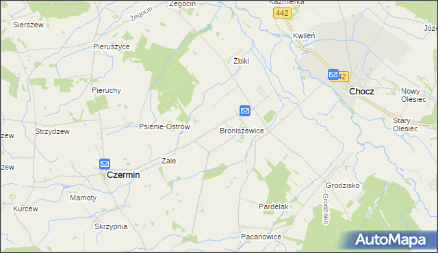 mapa Broniszewice, Broniszewice na mapie Targeo