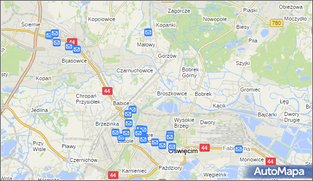 mapa Broszkowice, Broszkowice na mapie Targeo